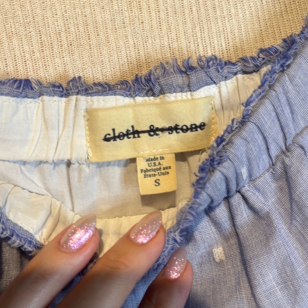 Cloth & Stone Light Blue Frayed Hem 100% cotton dress sz S - Picture 2 of 4